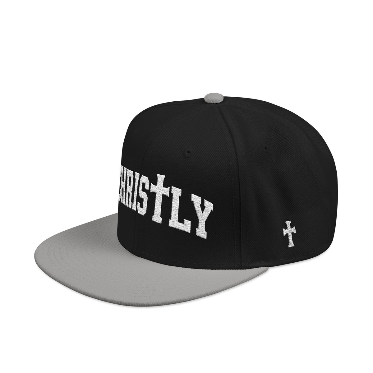 Embroidered 'Christly' Snapback Hat – Gothic Cross Streetwear Cap