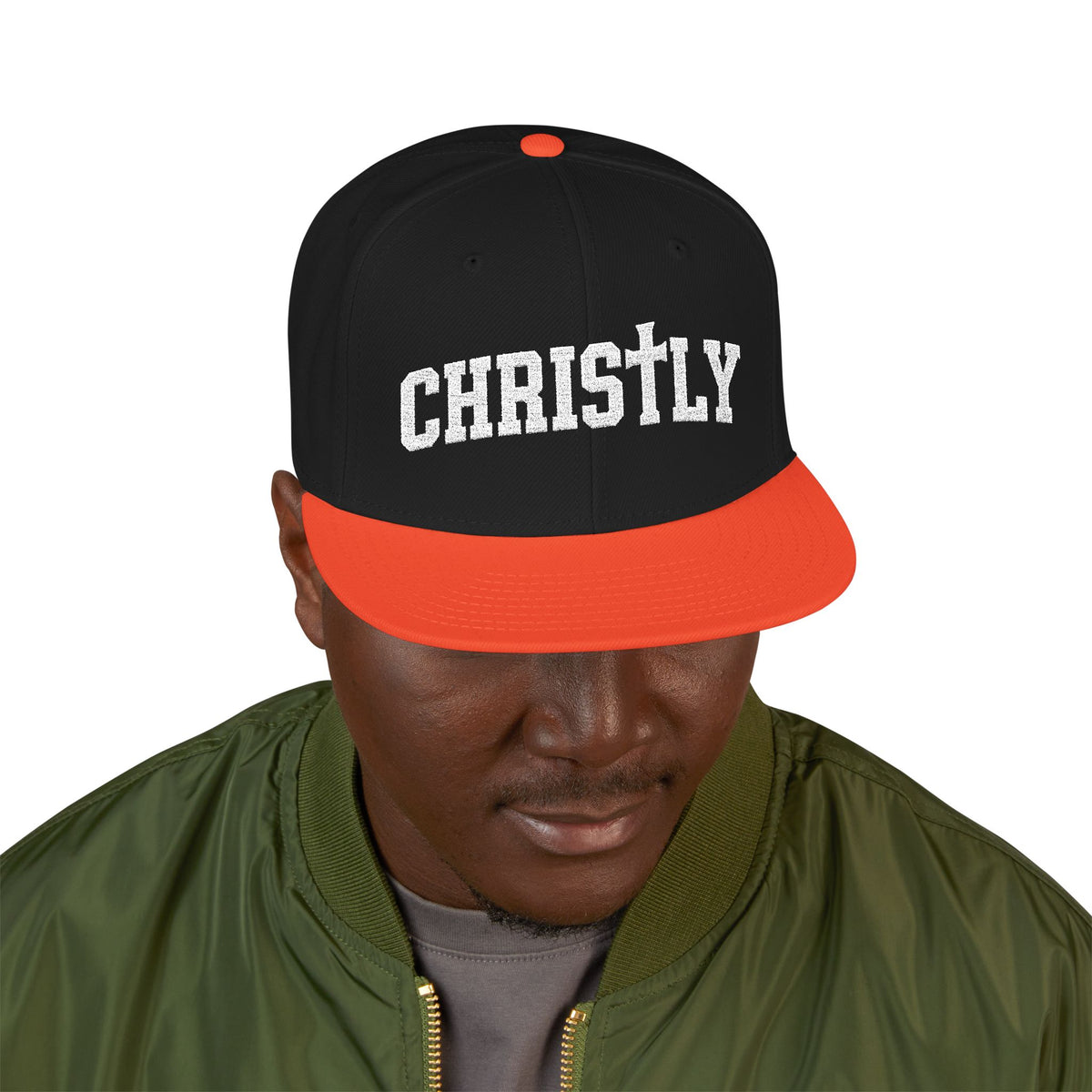 Embroidered 'Christly' Snapback Hat – Gothic Cross Streetwear Cap