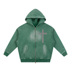 Sunfade Two-way Zipper Boxy Fleece Hoodie