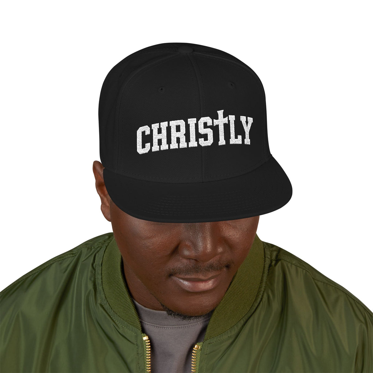 Embroidered 'Christly' Snapback Hat – Gothic Cross Streetwear Cap