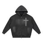 Sunfade Two-way Zipper Boxy Fleece Hoodie