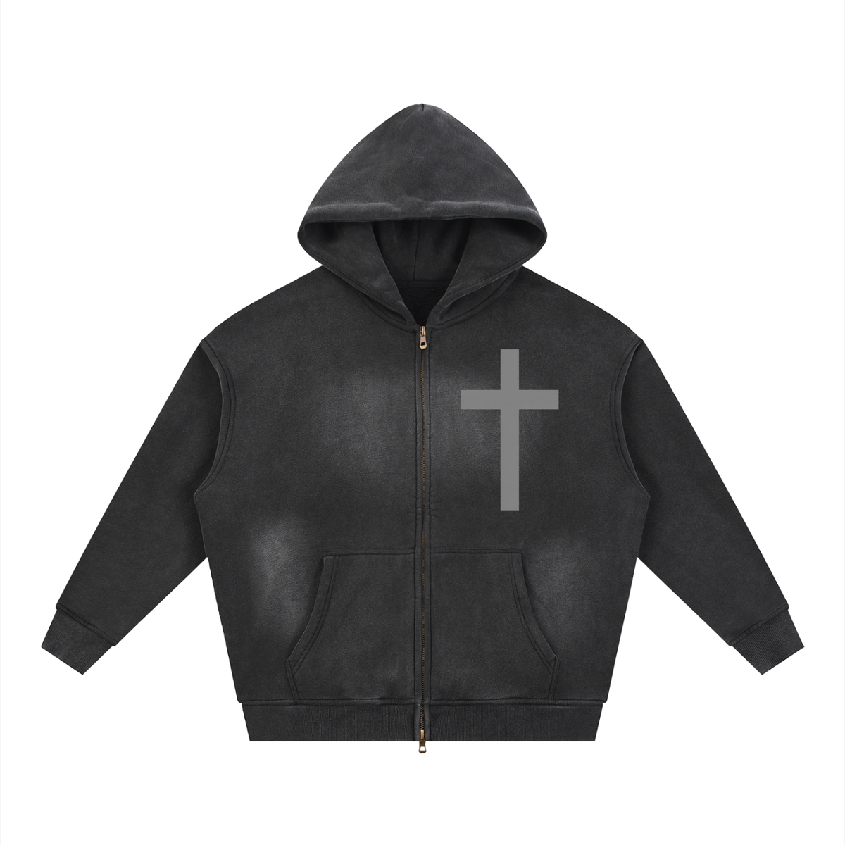 Sunfade Two-way Zipper Boxy Fleece Hoodie