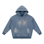 Sunfade Two-way Zipper Boxy Fleece Hoodie